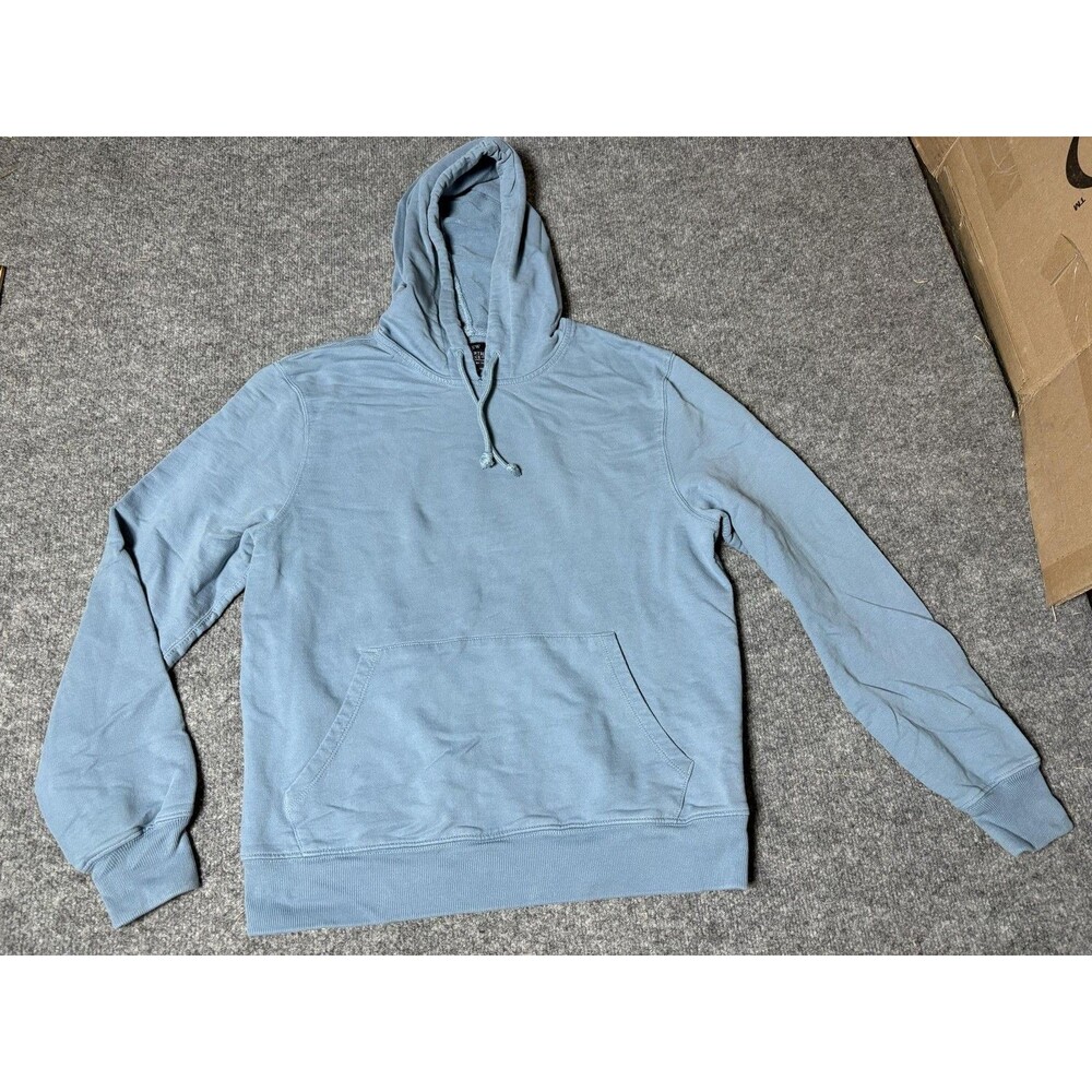 J.CREW Hoodie Mens M Blue Authentic Fleece Pullover Kangaroo Pocket Casual